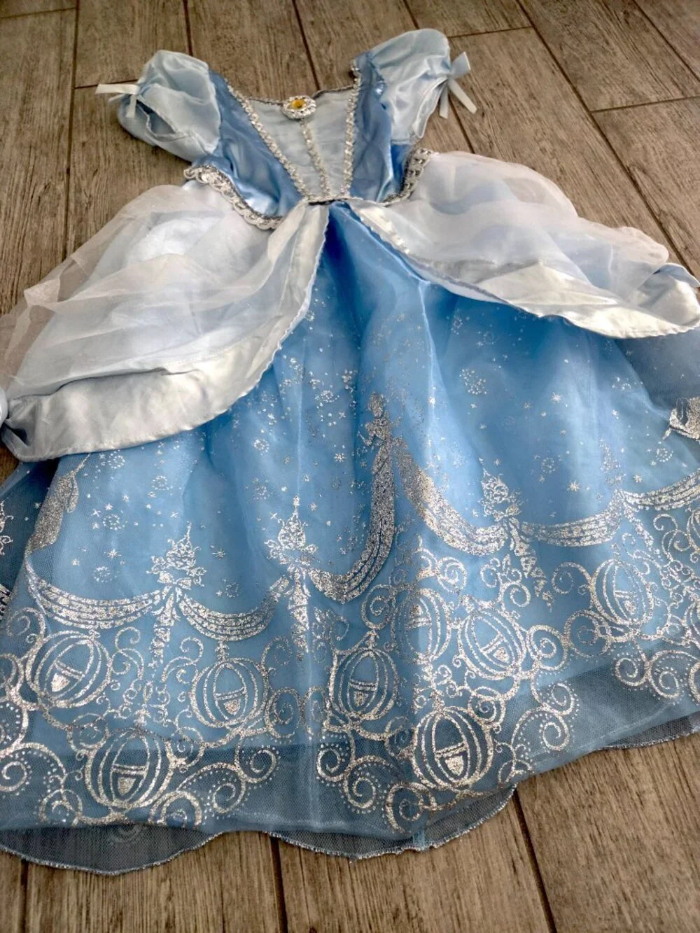 Disney Store Cinderella Princess Costume Dress Blue Sparkle Girls Size S 5/6